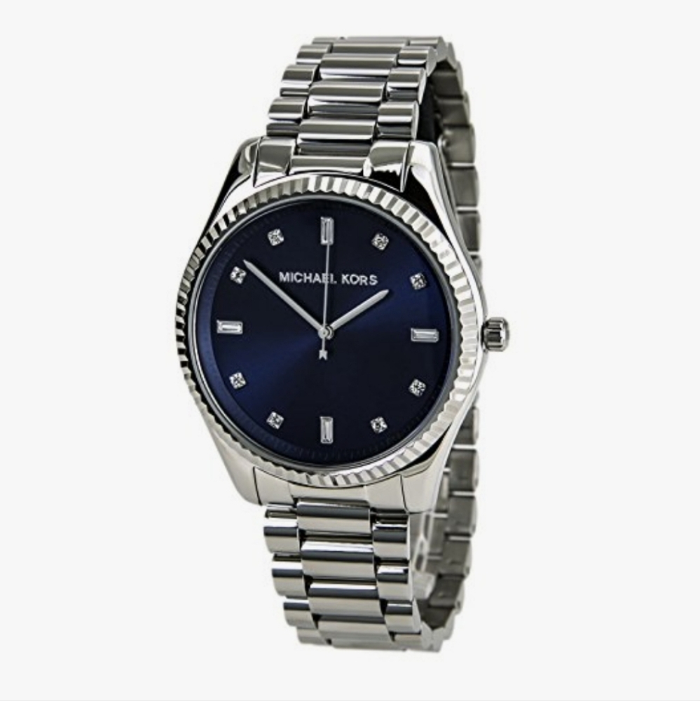 Michael Kors Silver and Blue Watch